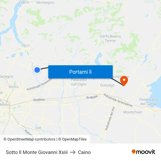 Sotto Il Monte Giovanni Xxiii to Caino map