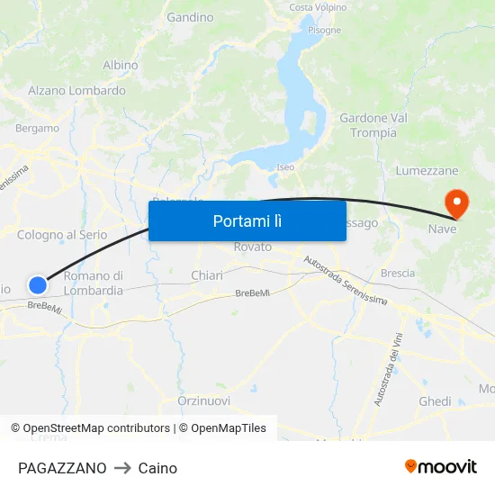PAGAZZANO to Caino map