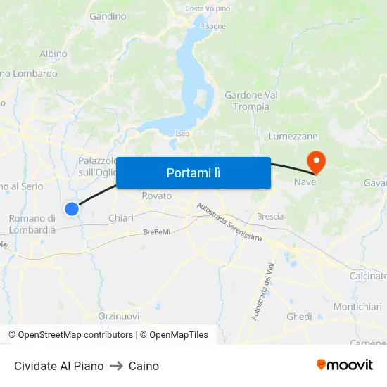 Cividate Al Piano to Caino map