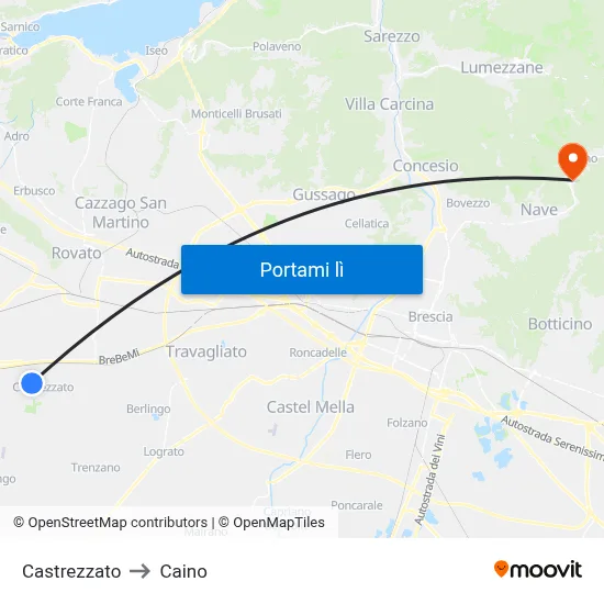 Castrezzato to Caino map