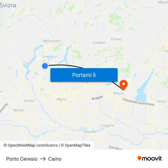 Porto Ceresio to Caino map