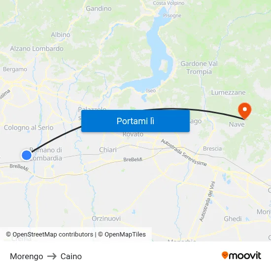 Morengo to Caino map