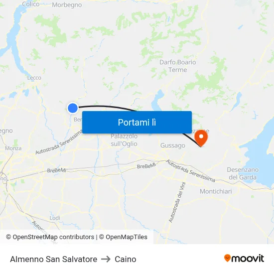 Almenno San Salvatore to Caino map