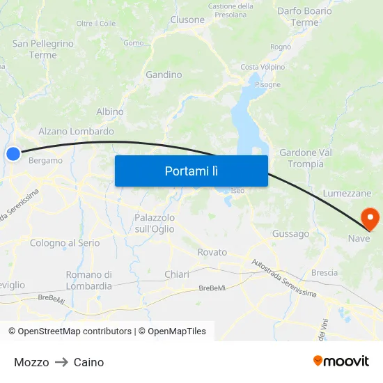 Mozzo to Caino map