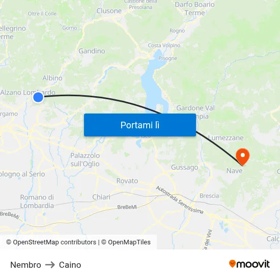 Nembro to Caino map