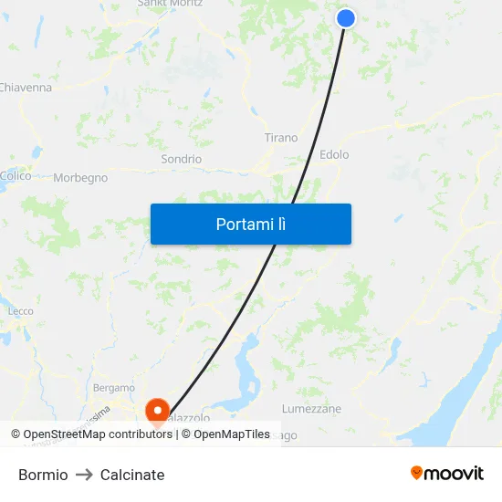 Bormio to Calcinate map