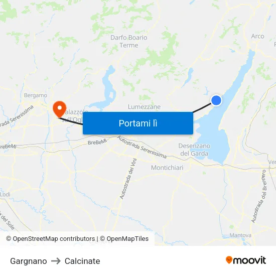 Gargnano to Calcinate map