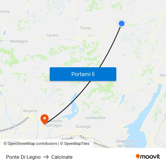 Ponte Di Legno to Calcinate map