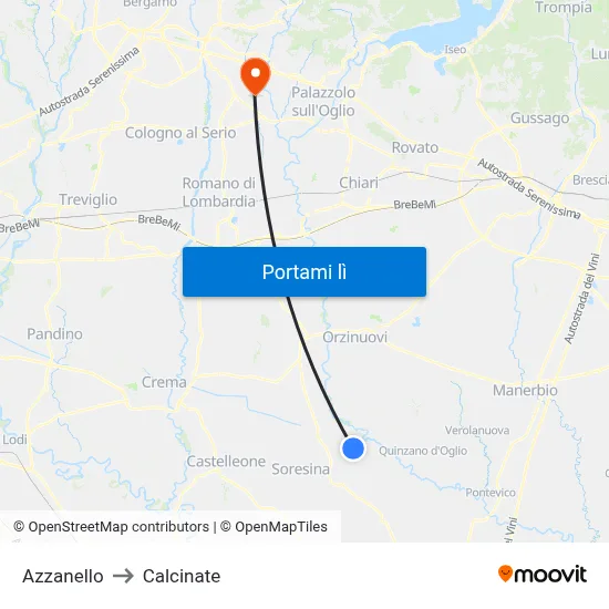 Azzanello to Calcinate map