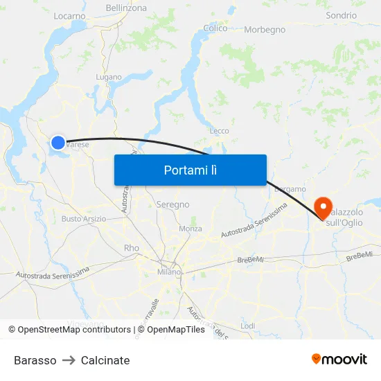 Barasso to Calcinate map