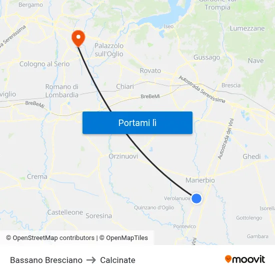 Bassano Bresciano to Calcinate map