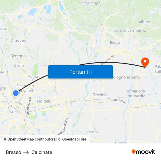 Bresso to Calcinate map