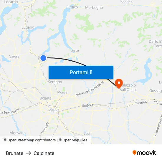 Brunate to Calcinate map