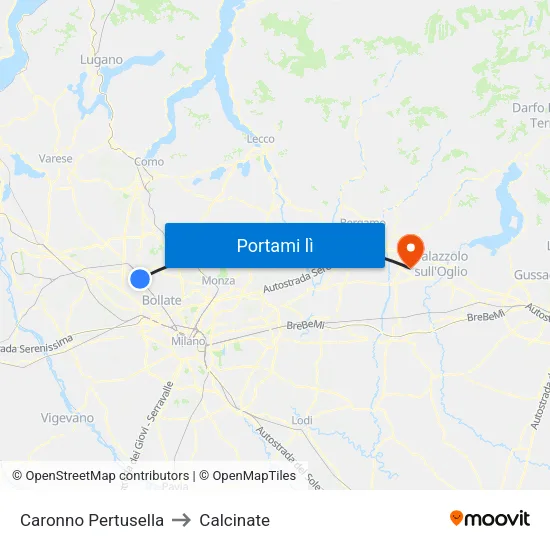 Caronno Pertusella to Calcinate map