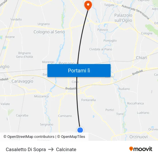 Casaletto Di Sopra to Calcinate map