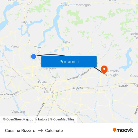 Cassina Rizzardi to Calcinate map