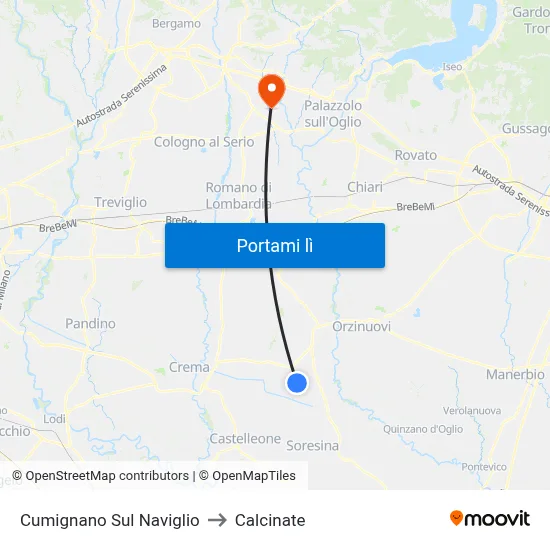 Cumignano Sul Naviglio to Calcinate map