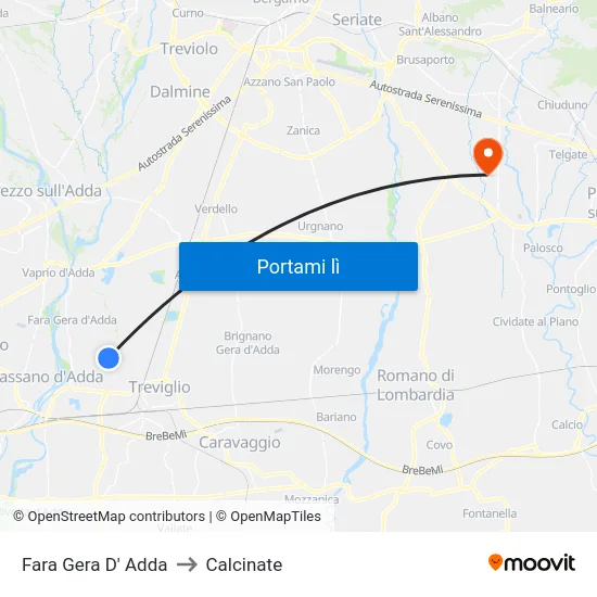 Fara Gera D' Adda to Calcinate map