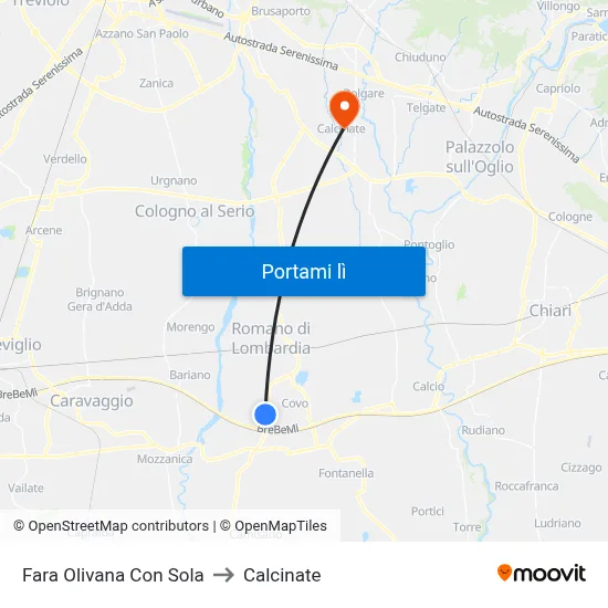 Fara Olivana Con Sola to Calcinate map