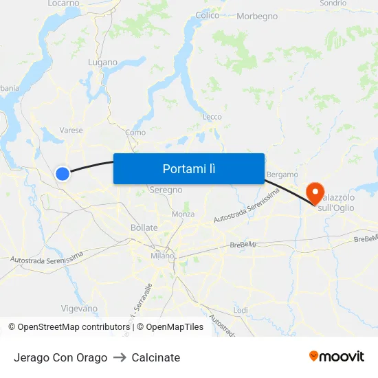 Jerago Con Orago to Calcinate map