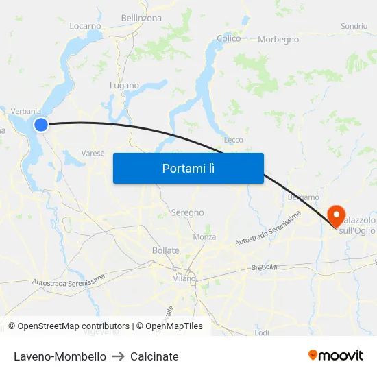 Laveno-Mombello to Calcinate map