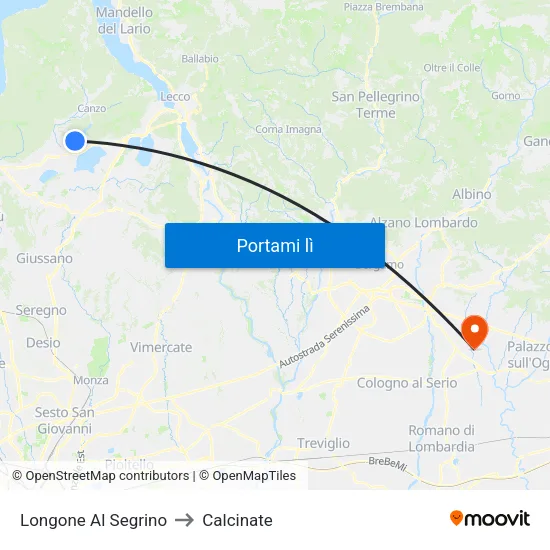 Longone Al Segrino to Calcinate map