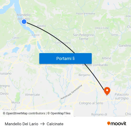 Mandello Del Lario to Calcinate map