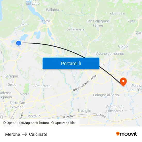 Merone to Calcinate map
