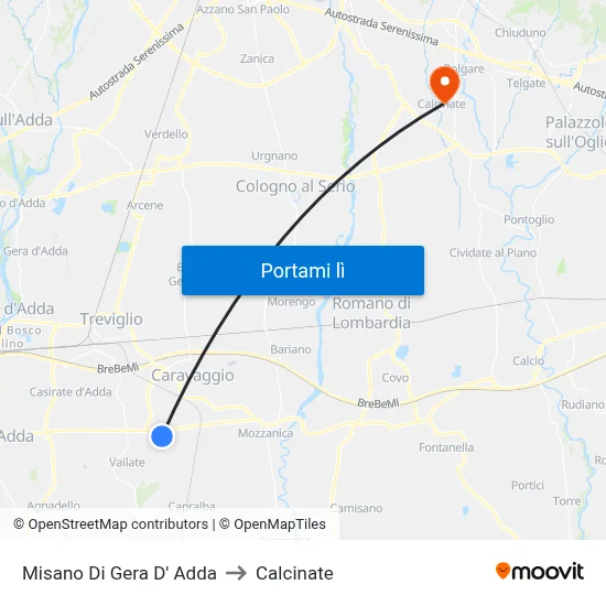 Misano Di Gera D' Adda to Calcinate map
