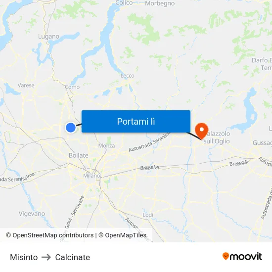 Misinto to Calcinate map