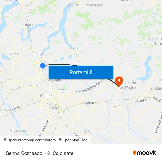 Senna Comasco to Calcinate map