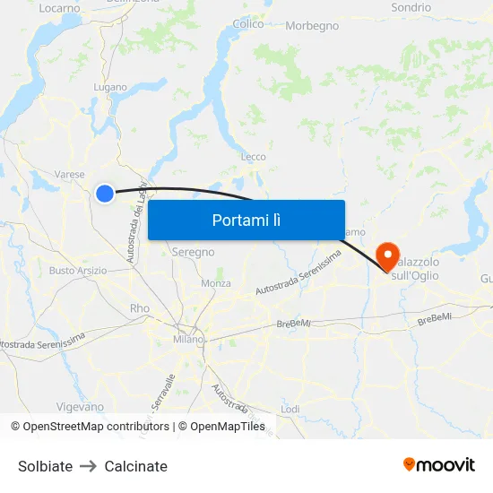 Solbiate to Calcinate map