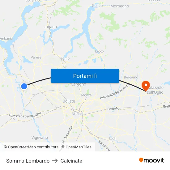 Somma Lombardo to Calcinate map