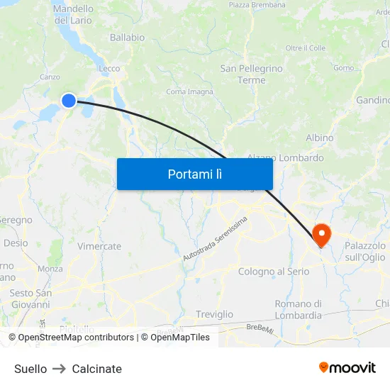 Suello to Calcinate map