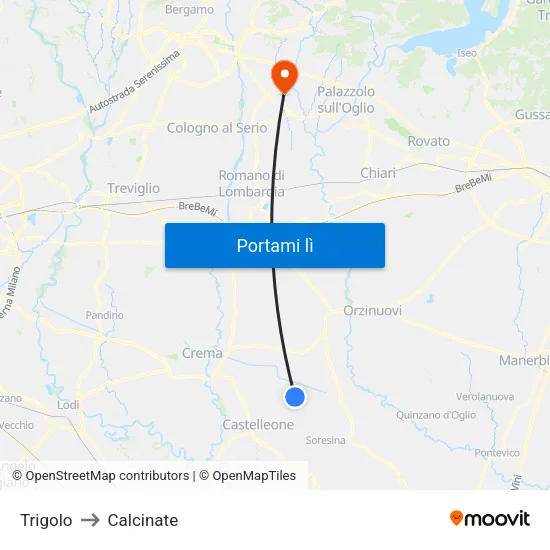 Trigolo to Calcinate map