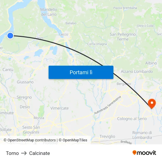 Torno to Calcinate map