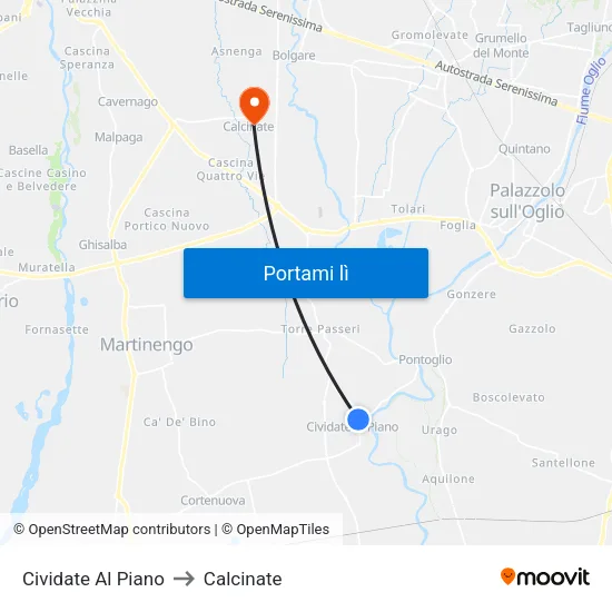 Cividate Al Piano to Calcinate map