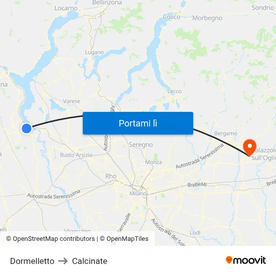 Dormelletto to Calcinate map
