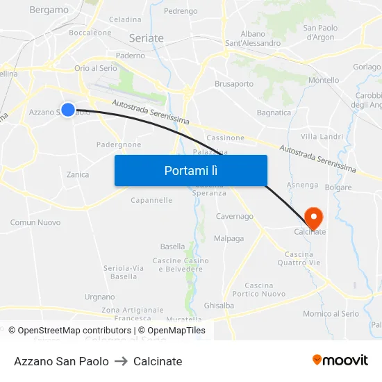 Azzano San Paolo to Calcinate map