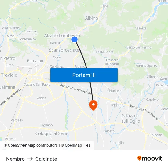 Nembro to Calcinate map
