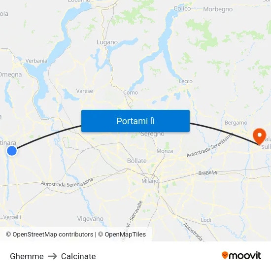 Ghemme to Calcinate map