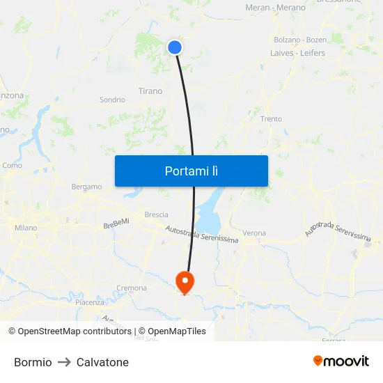 Bormio to Calvatone map