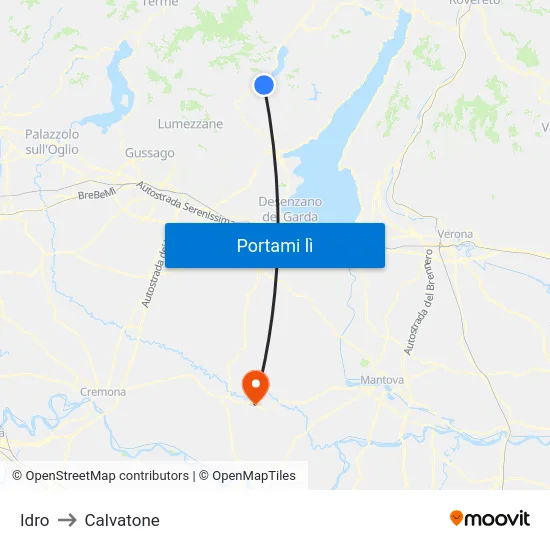 Idro to Calvatone map