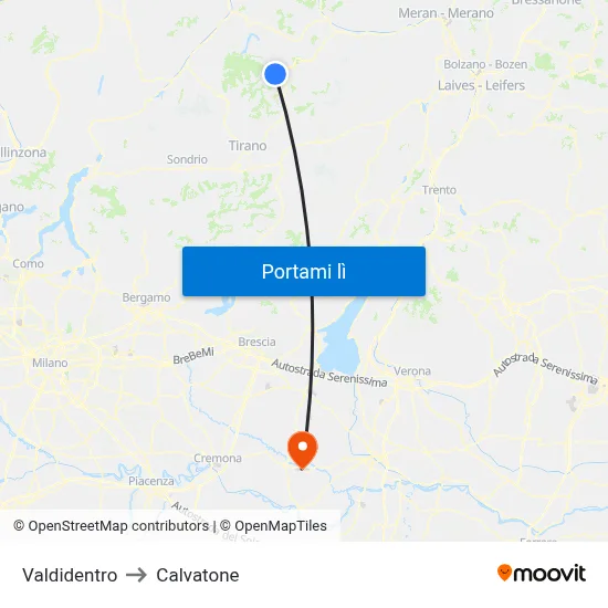 Valdidentro to Calvatone map
