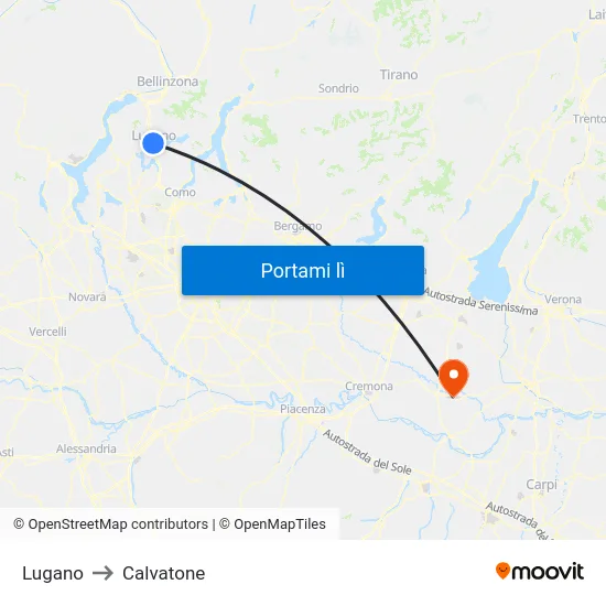 Lugano to Calvatone map