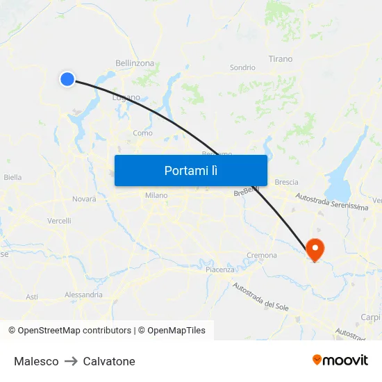 Malesco to Calvatone map