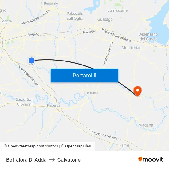 Boffalora D' Adda to Calvatone map
