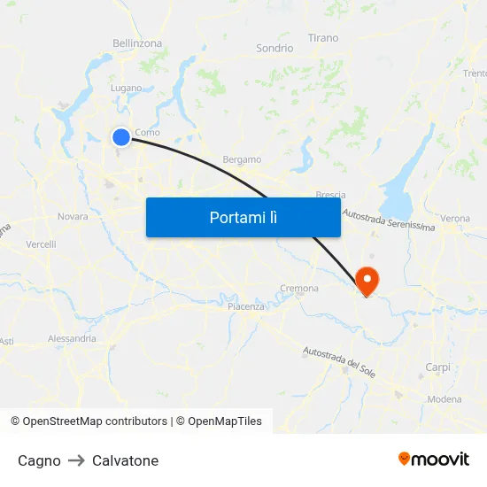 Cagno to Calvatone map