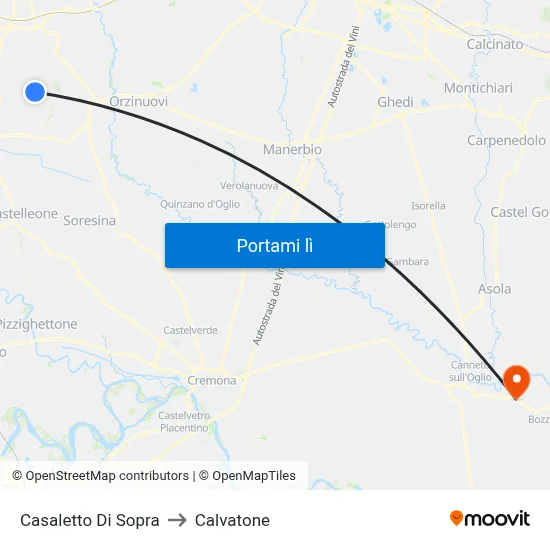 Casaletto Di Sopra to Calvatone map