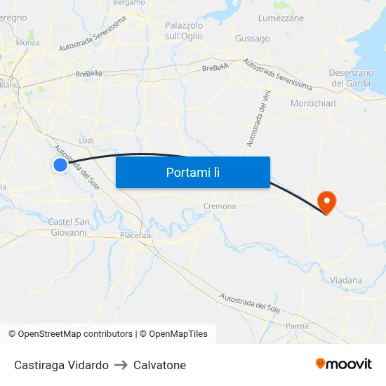 Castiraga Vidardo to Calvatone map